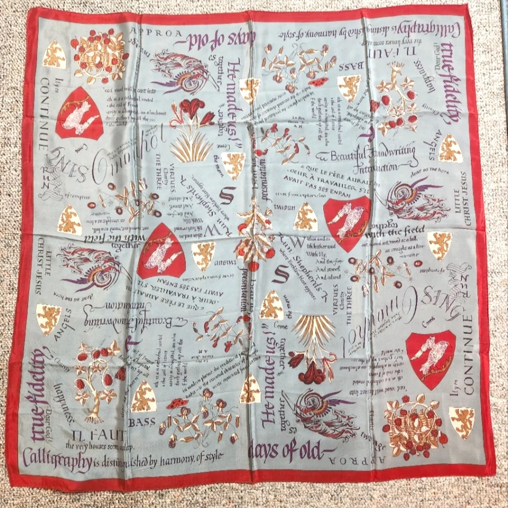 Museum Arts Collection Juraku Heraldic Silk Scarf RARE